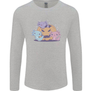 Axolottle Pumpkin Cute Halloween Kawaii Mens Long Sleeve T-Shirt Sports Grey