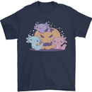 Axolottle Pumpkin Cute Halloween Kawaii Mens T-Shirt 100% Cotton Navy Blue