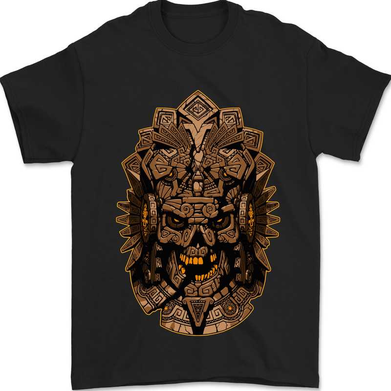 Aztec Skull Mens T-Shirt 100% Cotton Black