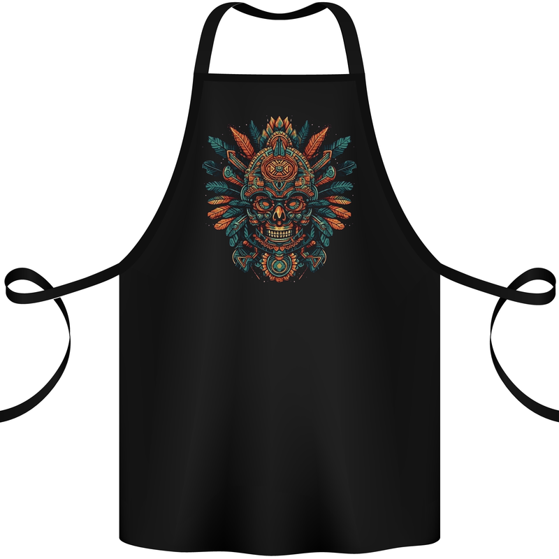 Aztec Skull Mexico Cotton Apron 100% Organic Black
