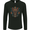 Aztec Skull Mexico Mens Long Sleeve T-Shirt Black