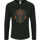 Aztec Skull Mexico Mens Long Sleeve T-Shirt Black
