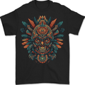 Aztec Skull Mexico Mens T-Shirt 100% Cotton BLACK