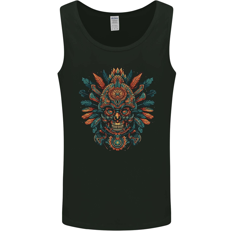 Aztec Skull Mexico Mens Vest Tank Top Black