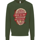 BBQ is My Favourite Funny Steak Grill Braai Kids Sweatshirt Jumper Forest Green