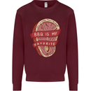 BBQ is My Favourite Funny Steak Grill Braai Kids Sweatshirt Jumper Maroon