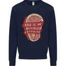 BBQ is My Favourite Funny Steak Grill Braai Kids Sweatshirt Jumper Navy Blue