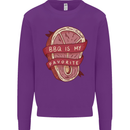 BBQ is My Favourite Funny Steak Grill Braai Kids Sweatshirt Jumper Purple