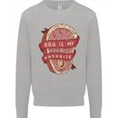 BBQ is My Favourite Funny Steak Grill Braai Kids Sweatshirt Jumper Sports Grey
