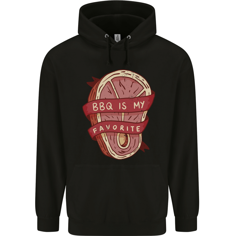 BBQ is My Favourite Funny Steak Grill Braai Mens 80% Cotton Hoodie Black