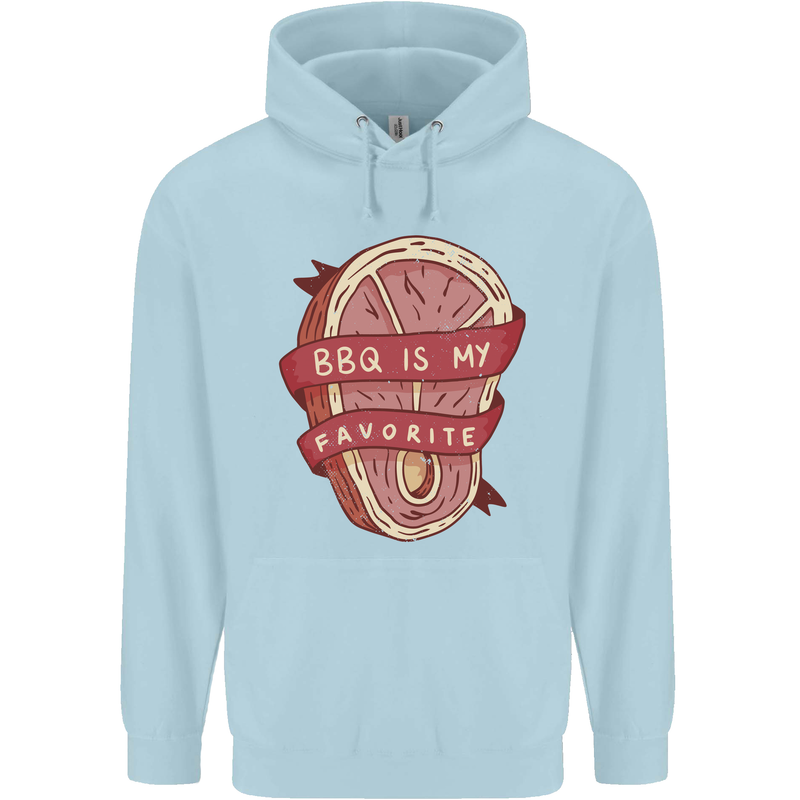 BBQ is My Favourite Funny Steak Grill Braai Mens 80% Cotton Hoodie Light Blue