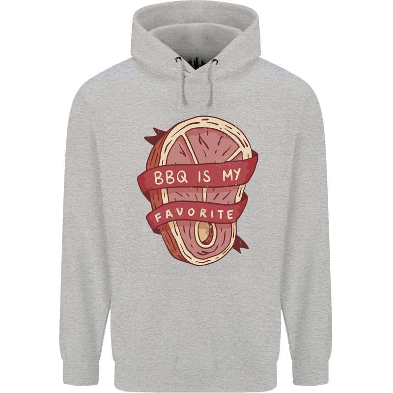 BBQ is My Favourite Funny Steak Grill Braai Mens 80% Cotton Hoodie Sports Grey