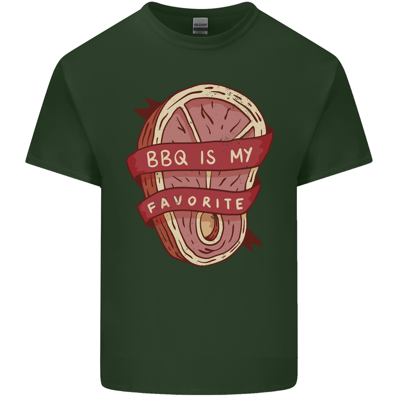 BBQ is My Favourite Funny Steak Grill Braai Mens Cotton T-Shirt Tee Top Forest Green