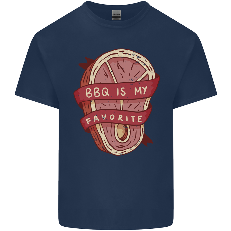 BBQ is My Favourite Funny Steak Grill Braai Mens Cotton T-Shirt Tee Top Navy Blue