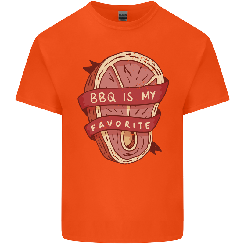 BBQ is My Favourite Funny Steak Grill Braai Mens Cotton T-Shirt Tee Top Orange