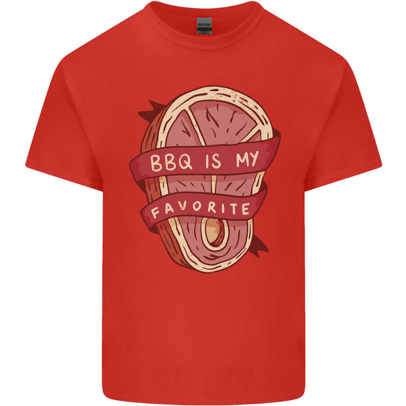 BBQ is My Favourite Funny Steak Grill Braai Mens Cotton T-Shirt Tee Top Red