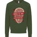 BBQ is My Favourite Funny Steak Grill Braai Mens Sweatshirt Jumper Forest Green