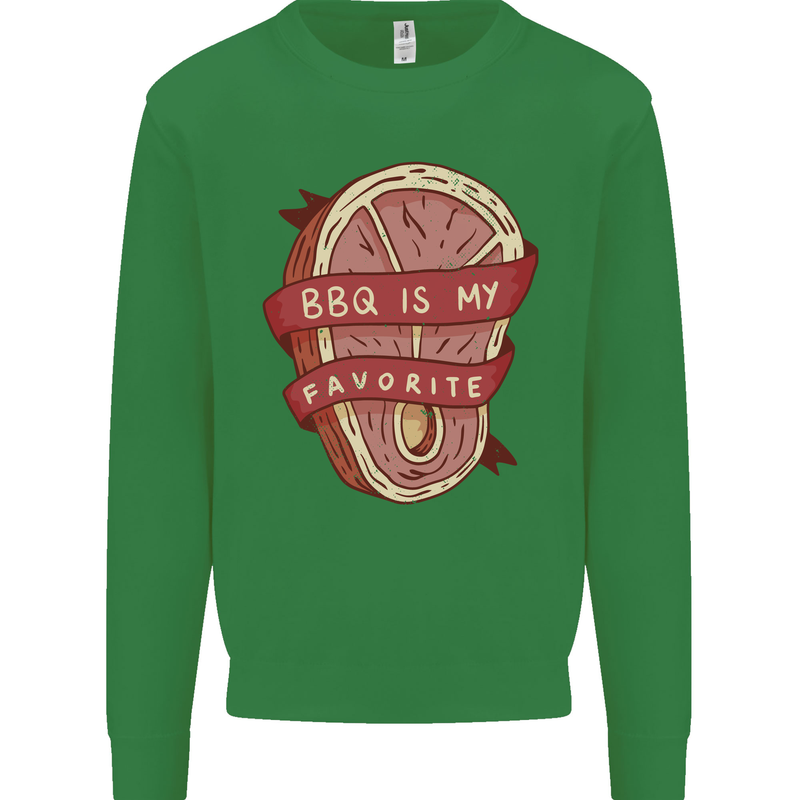 BBQ is My Favourite Funny Steak Grill Braai Mens Sweatshirt Jumper Irish Green
