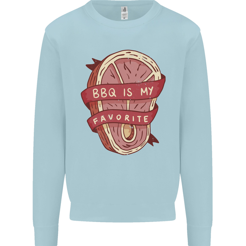 BBQ is My Favourite Funny Steak Grill Braai Mens Sweatshirt Jumper Light Blue
