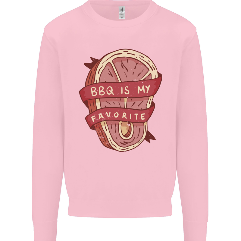 BBQ is My Favourite Funny Steak Grill Braai Mens Sweatshirt Jumper Light Pink