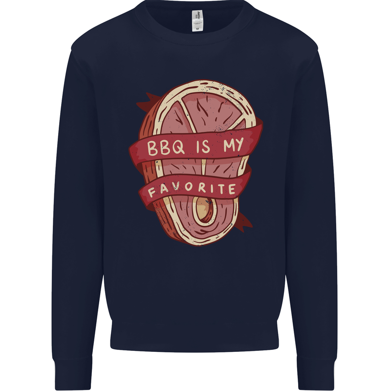 BBQ is My Favourite Funny Steak Grill Braai Mens Sweatshirt Jumper Navy Blue
