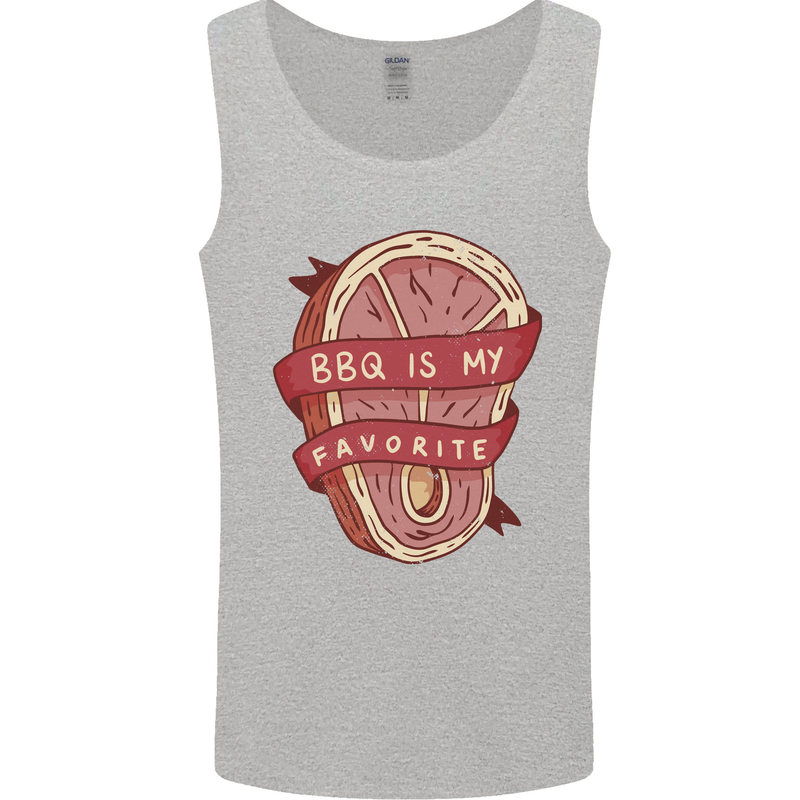 BBQ is My Favourite Funny Steak Grill Braai Mens Vest Tank Top Sports Grey