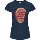 BBQ is My Favourite Funny Steak Grill Braai Womens Petite Cut T-Shirt Navy Blue