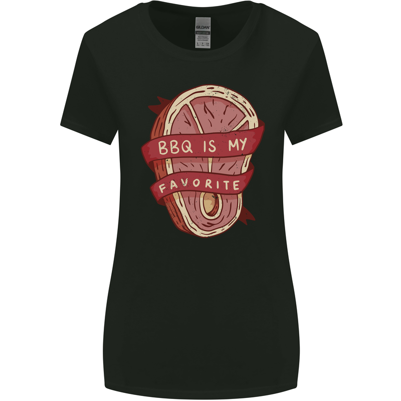 BBQ is My Favourite Funny Steak Grill Braai Womens Wider Cut T-Shirt Black