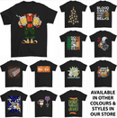 a group of t - shirts with different designs on them