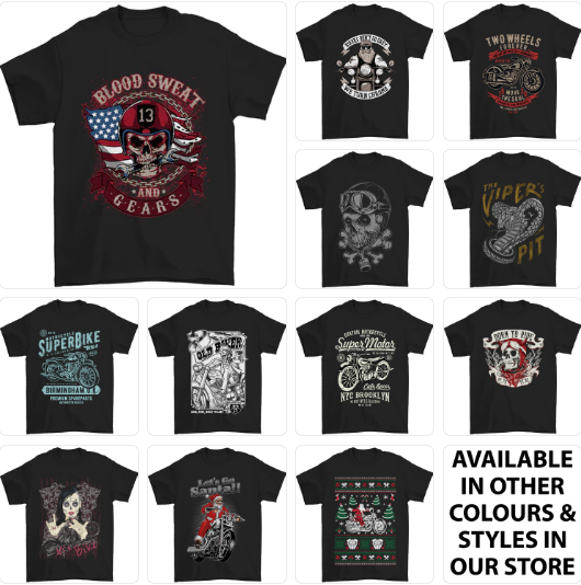 a group of t - shirts with different designs on them