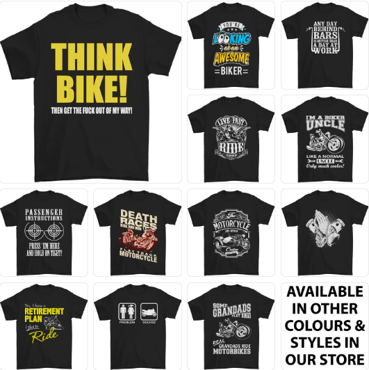 a group of t - shirts that say think bike