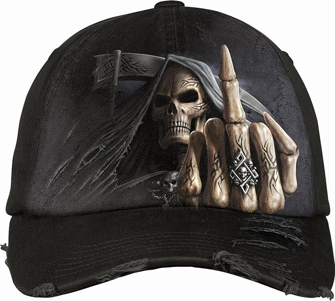 Bone Finger Baseball Cap by Spiral Direct Skulls Grim Reaper