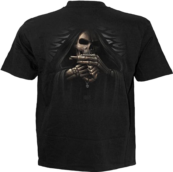 Bone Finger Mens T-Shirt Spiral Direct Grim Reaper Skull Offensive