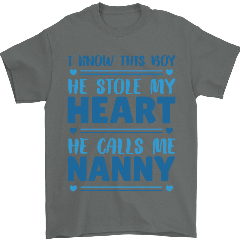Baby Boy Calls Me Nanny Grandparents Day Mens T-Shirt 100% Cotton Charcoal