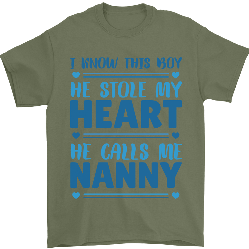 Baby Boy Calls Me Nanny Grandparents Day Mens T-Shirt 100% Cotton Military Green