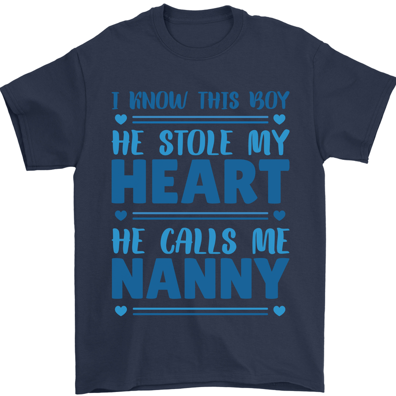 Baby Boy Calls Me Nanny Grandparents Day Mens T-Shirt 100% Cotton Navy Blue