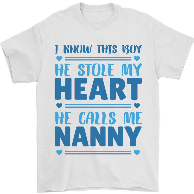 Baby Boy Calls Me Nanny Grandparents Day Mens T-Shirt 100% Cotton White