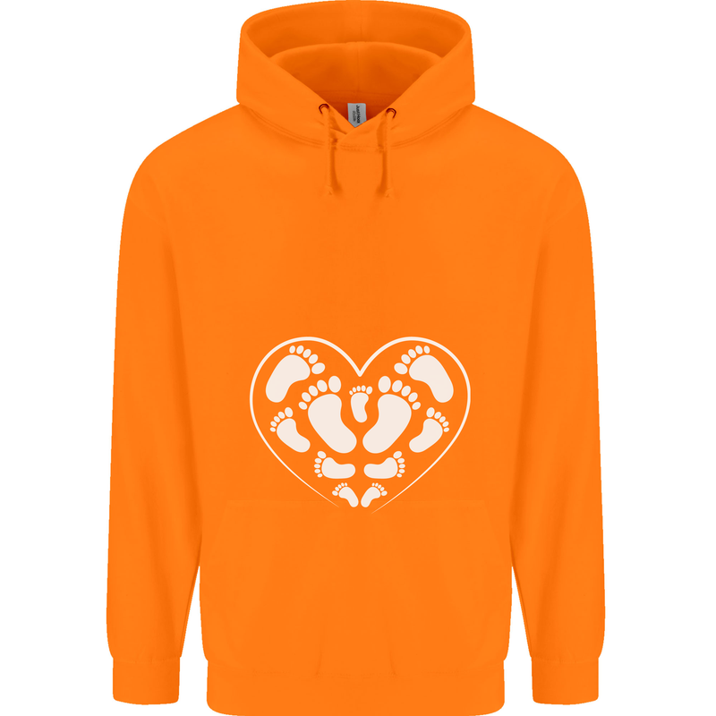 Baby Heart New Baby Pregnancy Pregnant Childrens Kids Hoodie Orange