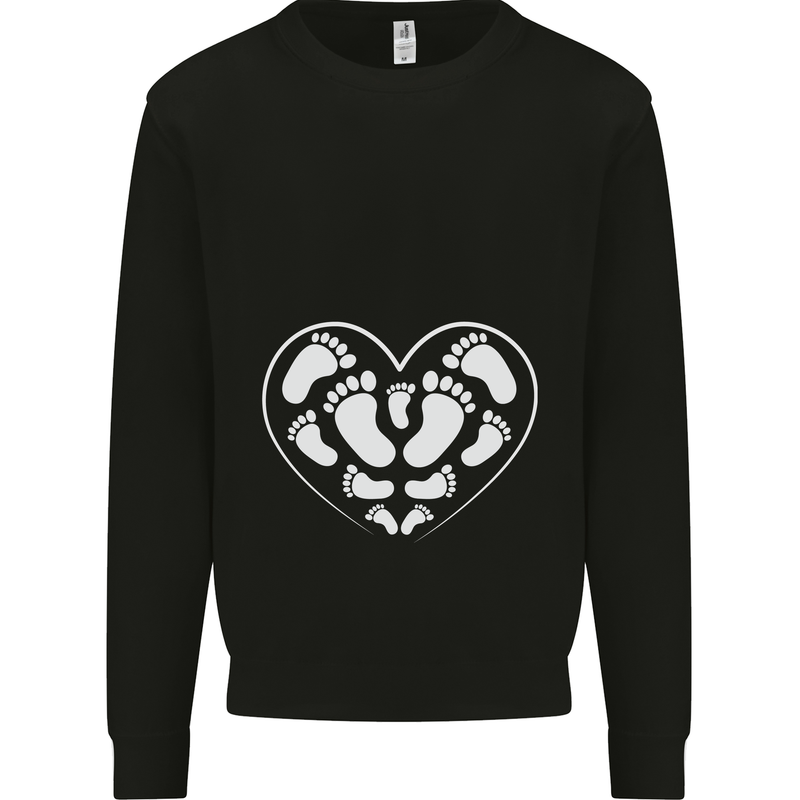 Baby Heart New Baby Pregnancy Pregnant Kids Sweatshirt Jumper Black