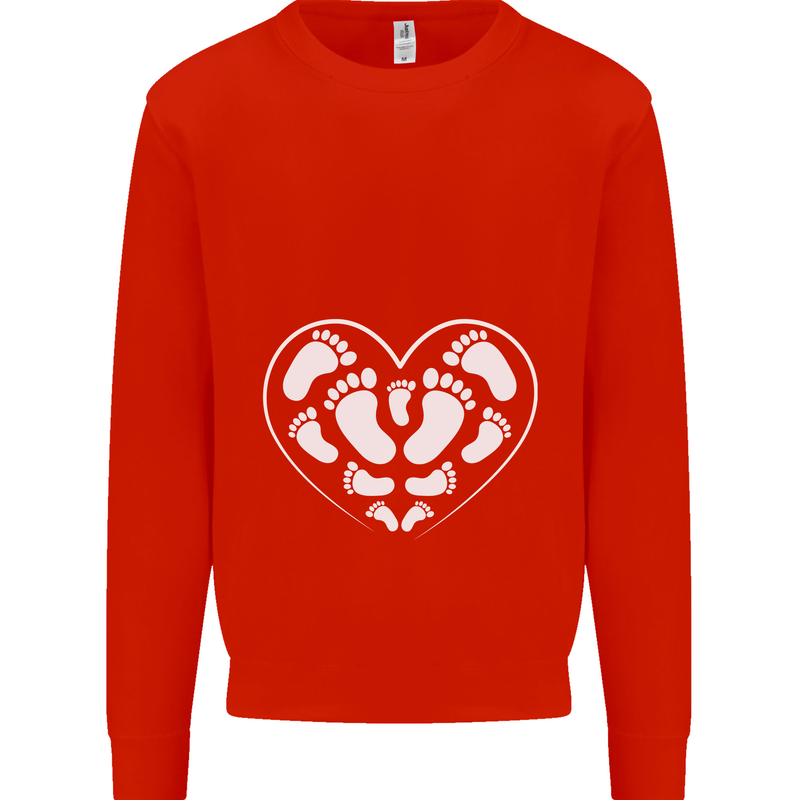 Baby Heart New Baby Pregnancy Pregnant Kids Sweatshirt Jumper Bright Red