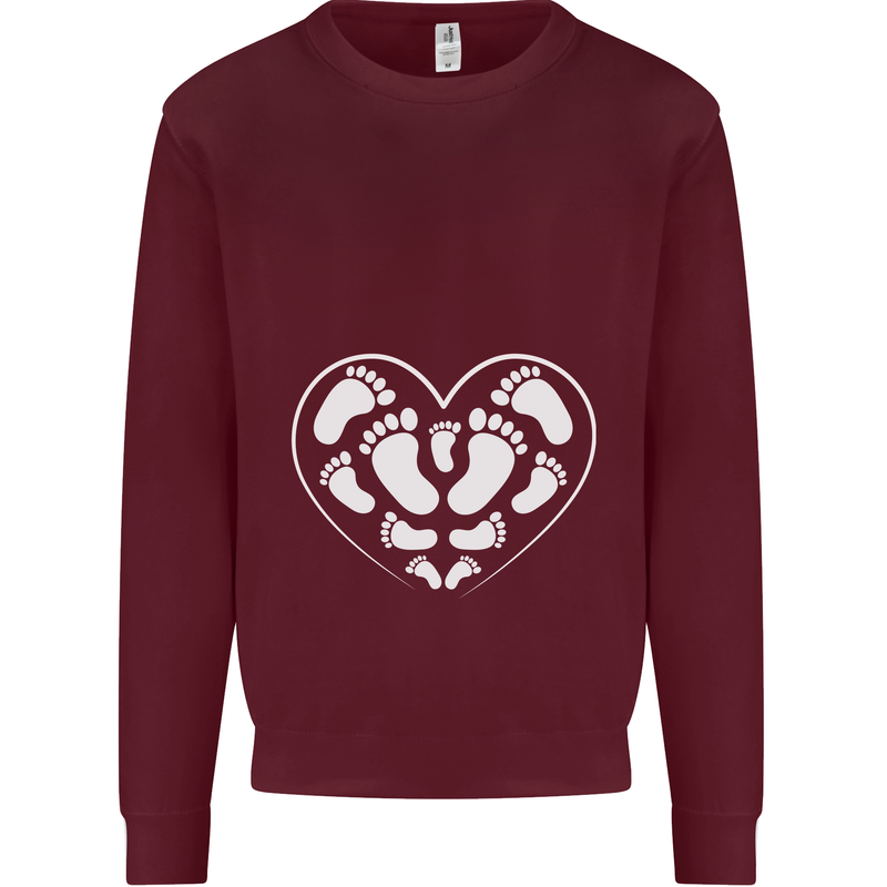 Baby Heart New Baby Pregnancy Pregnant Kids Sweatshirt Jumper Maroon