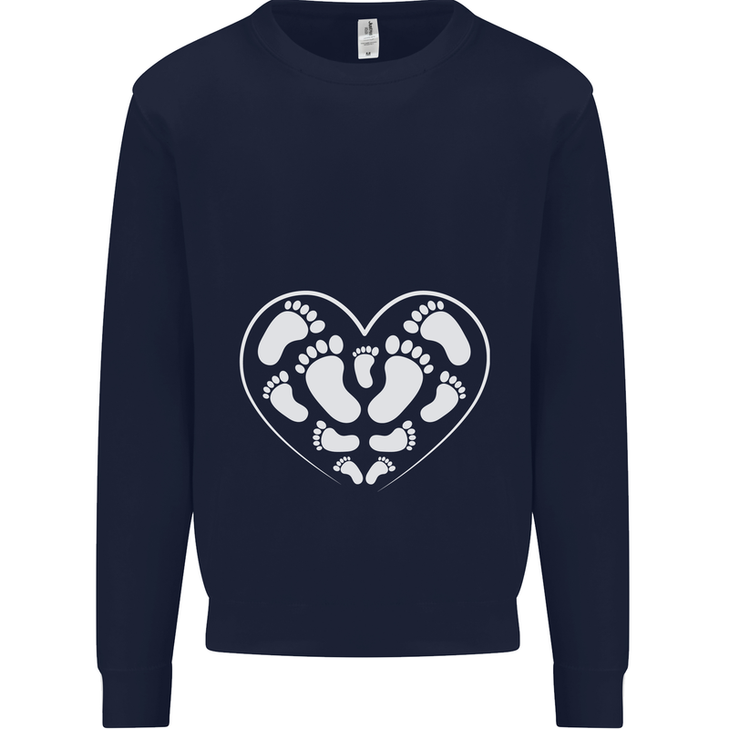 Baby Heart New Baby Pregnancy Pregnant Kids Sweatshirt Jumper Navy Blue