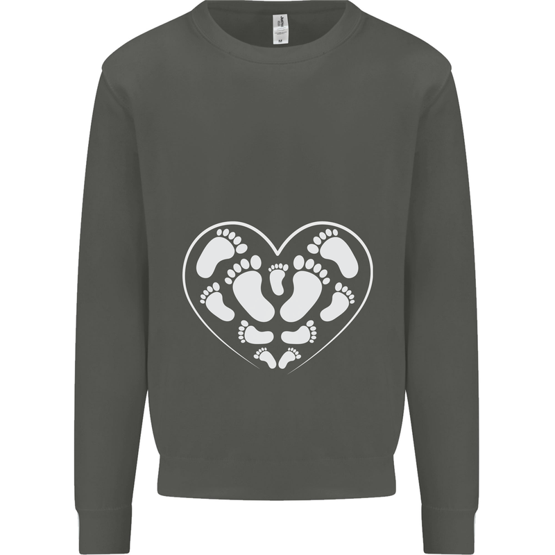 Baby Heart New Baby Pregnancy Pregnant Kids Sweatshirt Jumper Storm Grey