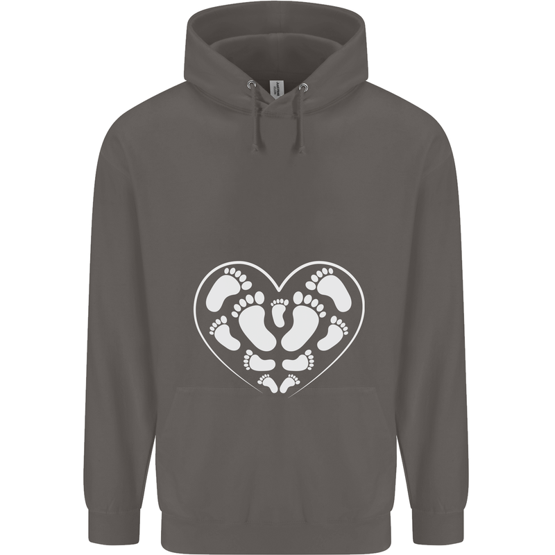Baby Heart New Baby Pregnancy Pregnant Mens 80% Cotton Hoodie Charcoal