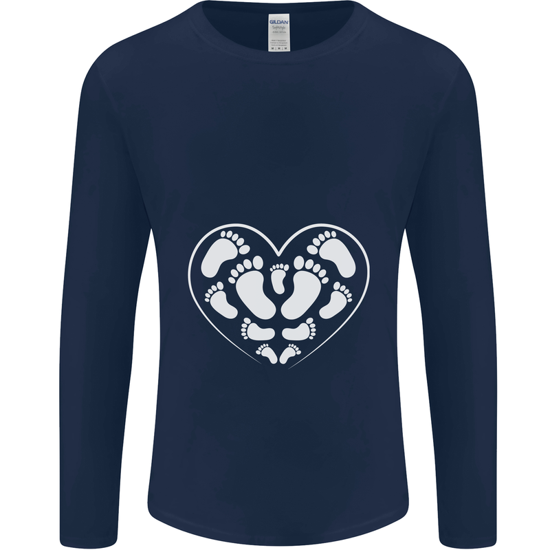 Baby Heart New Baby Pregnancy Pregnant Mens Long Sleeve T-Shirt Navy Blue
