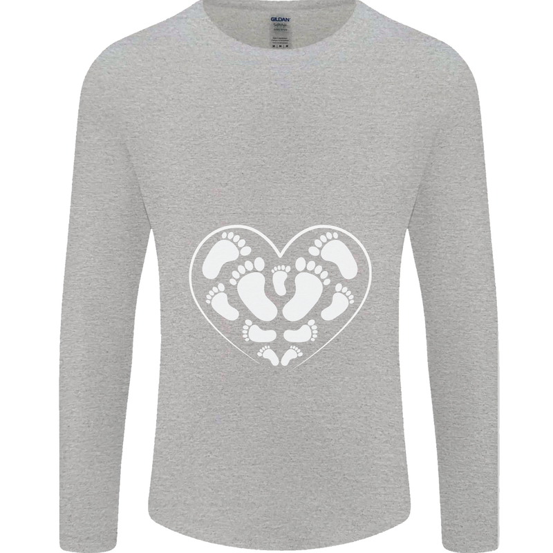 Baby Heart New Baby Pregnancy Pregnant Mens Long Sleeve T-Shirt Sports Grey