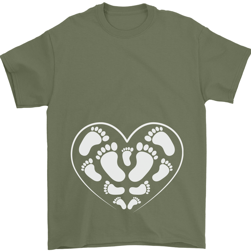 Baby Heart New Baby Pregnancy Pregnant Mens T-Shirt 100% Cotton Military Green