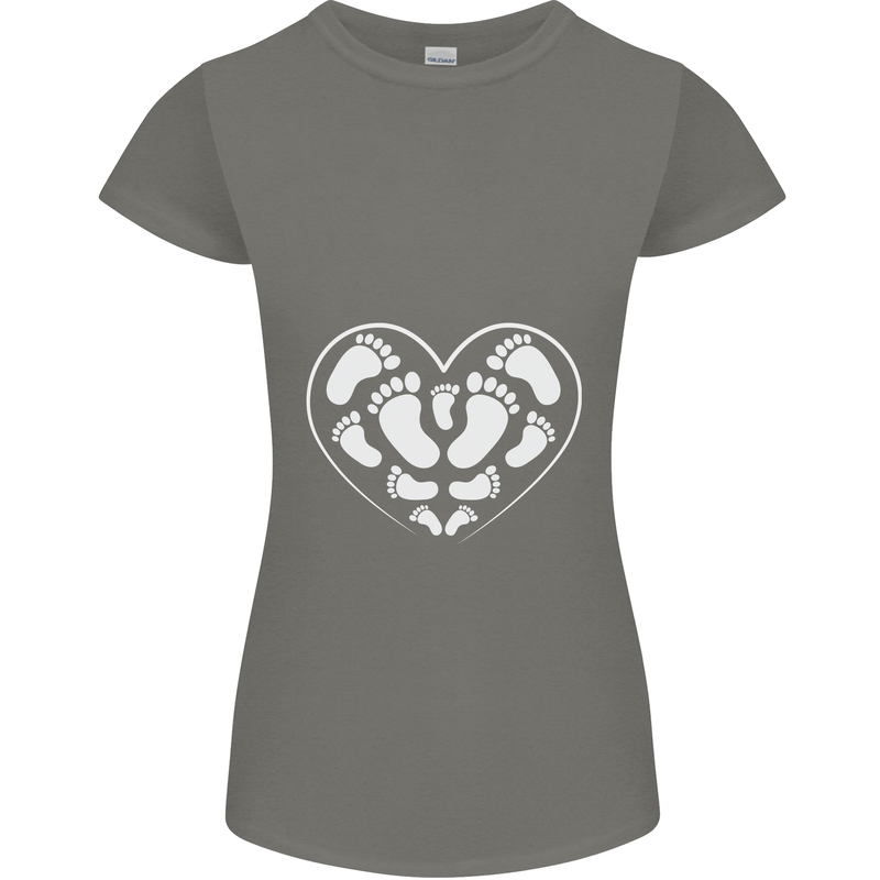 Baby Heart New Baby Pregnancy Pregnant Womens Petite Cut T-Shirt Charcoal