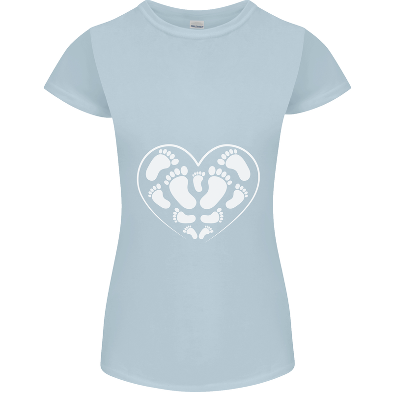 Baby Heart New Baby Pregnancy Pregnant Womens Petite Cut T-Shirt Light Blue