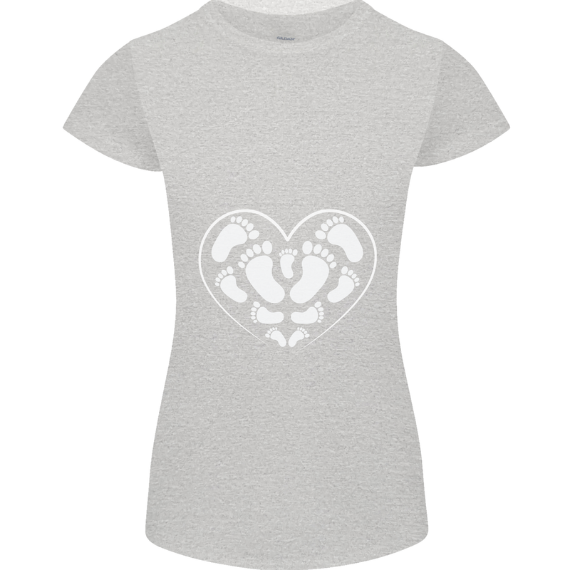 Baby Heart New Baby Pregnancy Pregnant Womens Petite Cut T-Shirt Sports Grey